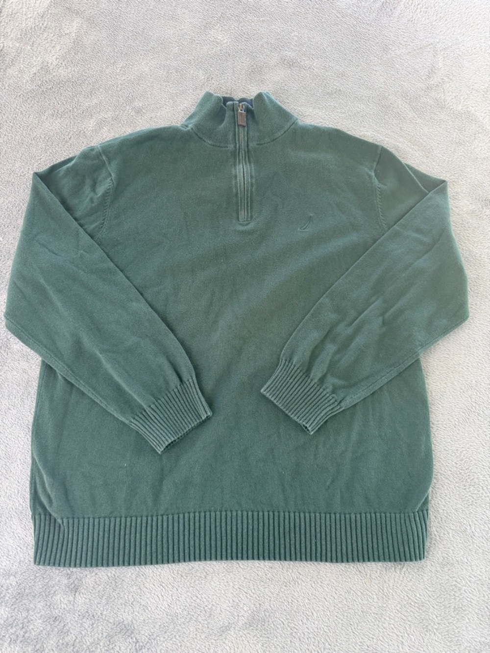 Nautica Dark Green Half-Zip Mock Neck Sweater